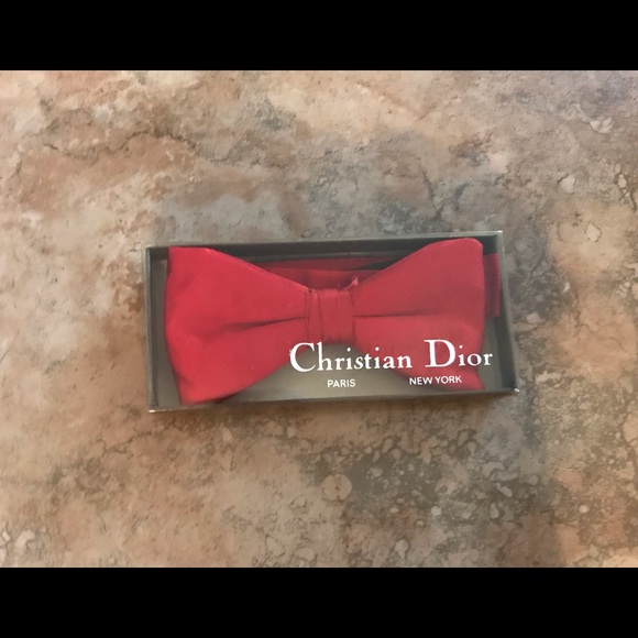 Dior Accessories Christian Dior Red Bow Tie Men Silk Vintage Class